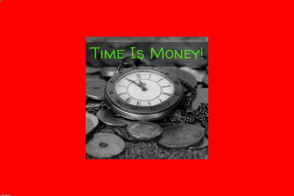 A clock and money representing hourly billing