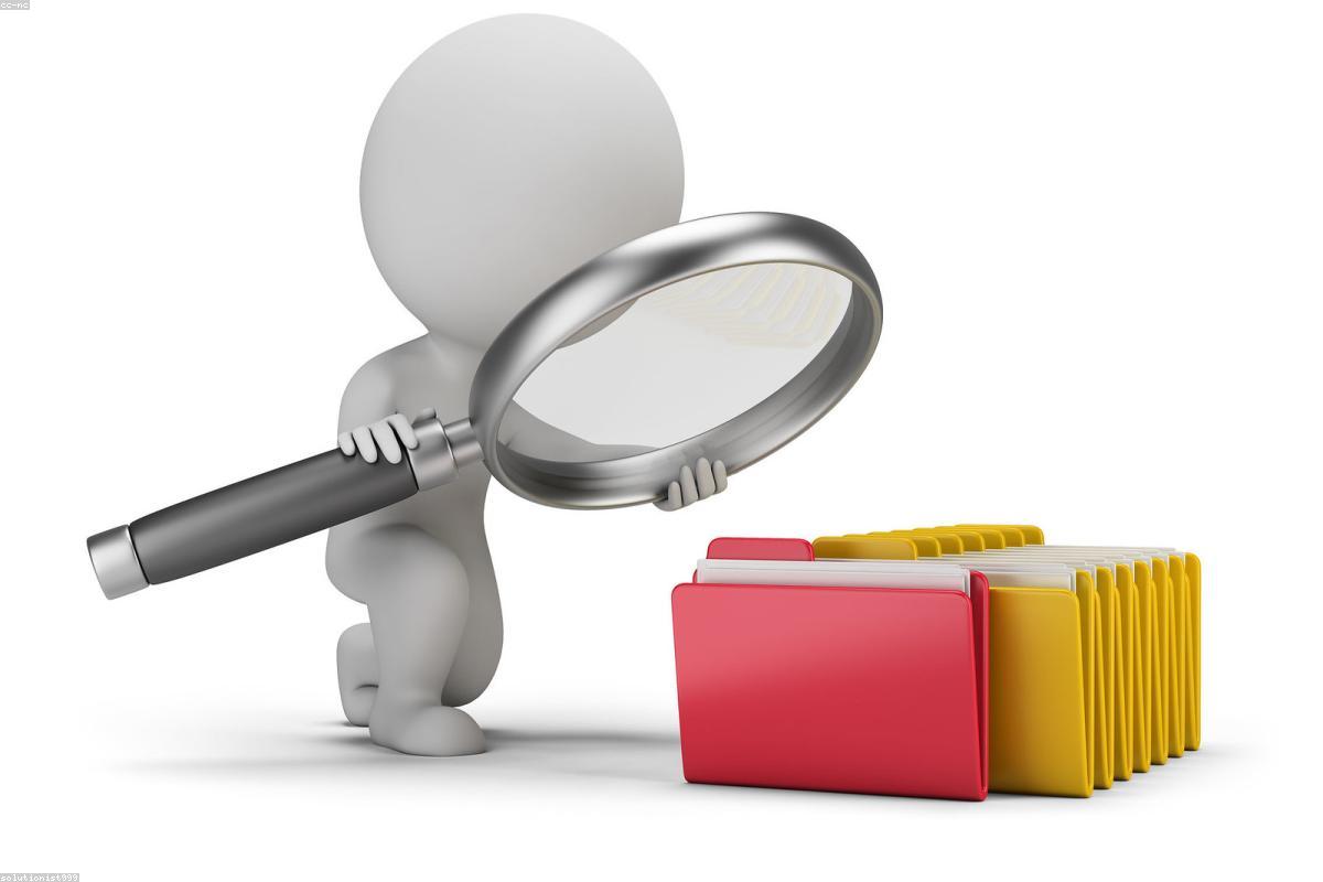 A magnifying glass over a data sheet representing database queries